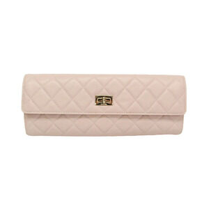CHANEL Pink Leather Clutch Bag